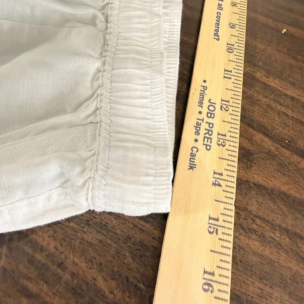 St. Tropez West Wide Leg Pants Womens Medium Pre-Owned White 100% Linen Coastal